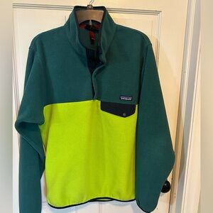 Patagonia‎ Synchilla Snap T Mens Two Tone Green Pullover Fleece Sweater Size Sm
